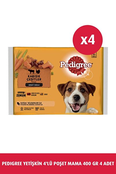 Pedigree Etli Seçenekleri 4'lü Poşet Köpek Paket Yaş Mam 400 G 4x