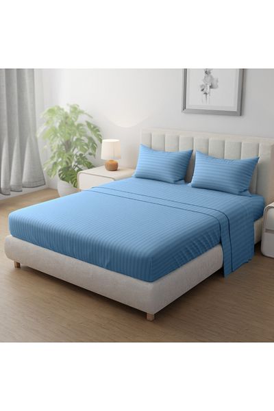 Hotel Linen Klub طقم ملاءات سرير مزدوجة الخطوط - جودة ممتازة ومتينة، جيب عميق لملاءمة مثالية