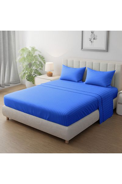 Hotel Linen Klub Single-Striped Fitted Sheet Set - Premium and Durable Quality, Deep Pocket for a Perfect Fit