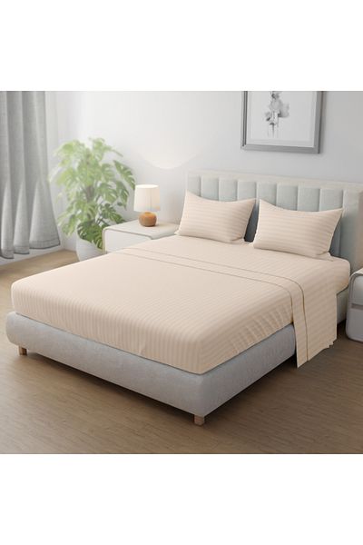 Hotel Linen Klub Single-Striped Fitted Sheet Set - Premium and Durable Quality, Deep Pocket for a Perfect Fit