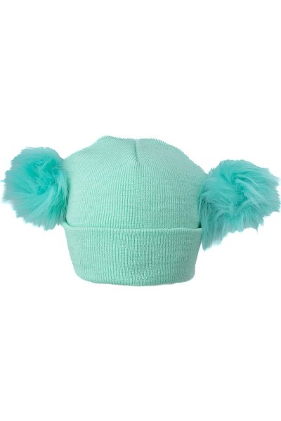 Oppland Girls - Stretchy and Comfortable Winter Beanie with Double Pompom Cotton Fold