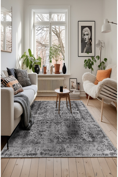 BigArts Home Vintage Desenli Salon Halısı, Dokuma Taban Dekoratif Şönil Halı