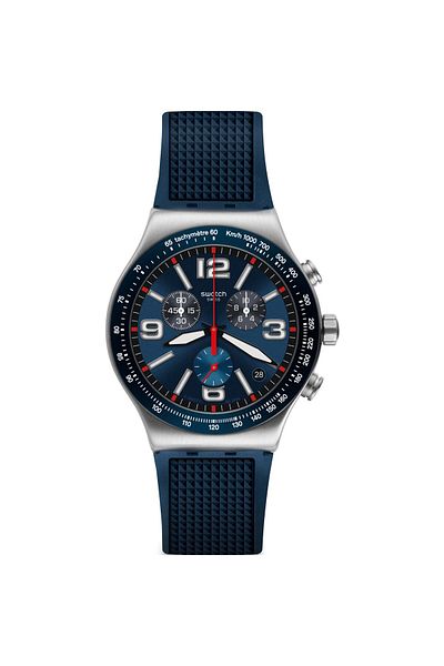 Swatch Blue Grid Men's Wristwatch Yvs454