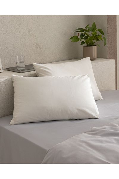 Madame Coco Manon 100% Cotton Ranforce Plain Set of 2 Pillowcases - Ecru
