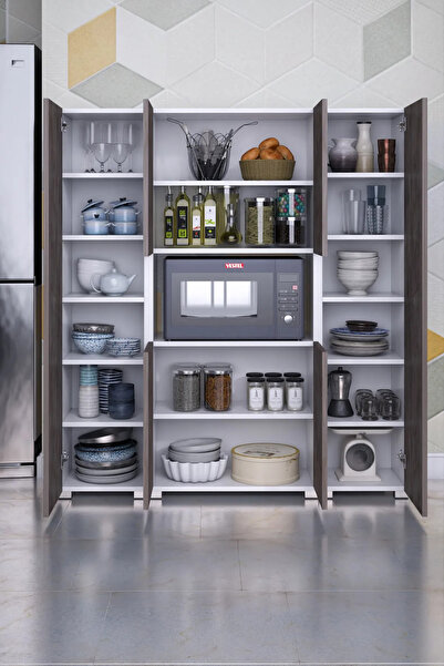 moka park avm 6 Kapaklı Çok Geniş Raflı Mikrodalga Fırın Dolabı Çok Amaçlı Dolap