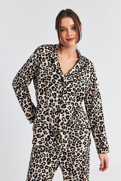 Ecrou Γυναικείο Σετ Παντελόνι με Κουμπιά Leopard Baby