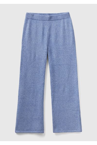 United Colors of Benetton Pantaloni tricotați de damă din lână albastră - aviator