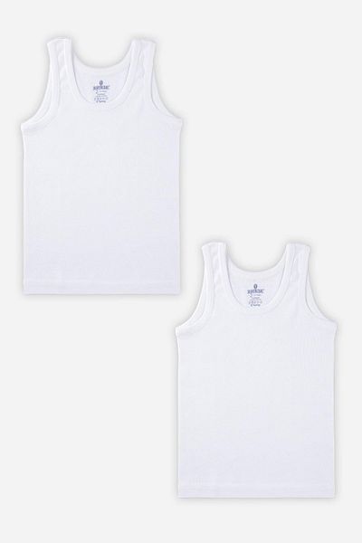 BAYKAR Boy's Oval Collar Organic Cotton Undershirt 2 Pack White