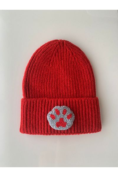 byebruketenci Luxury Red Wool Kids-Youth Beret - Punch Detailed