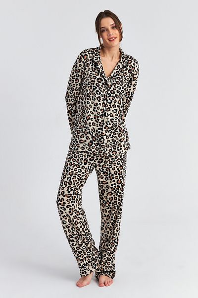 Ecrou Γυναικείο Σετ Παντελόνι με Κουμπιά Leopard Baby