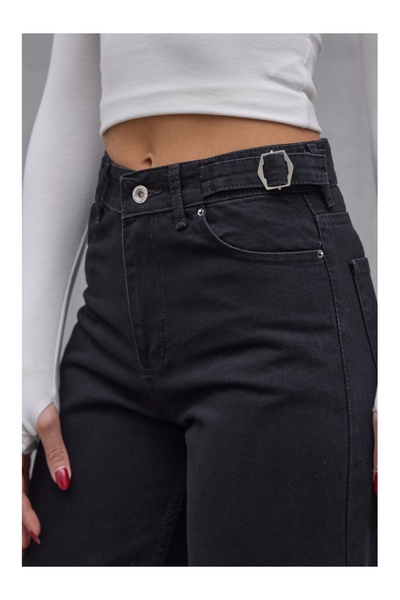 Elif Özbey Butik Black Buckle Loose Jeans
