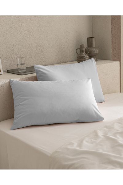 Madame Coco Σετ μαξιλαροθήκης Manon 100% Cotton Ranforce Plain 2 τεμαχίων - Γκρι