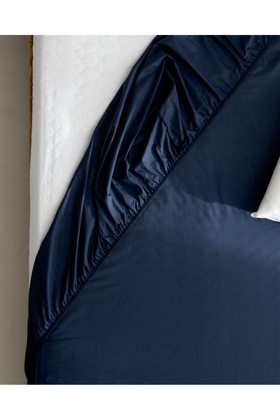 Madame Coco Manon Double 100% Cotton Ranforce Fitted Sheet - Navy Blue