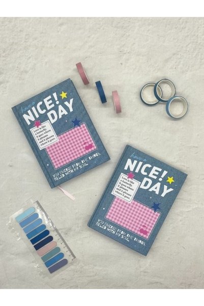 Kağıt Gemi Dükkan Nice Day Kot Desenli Renkli Özel Tasarımlı Ajanda /scrapbook/notebook/bullet Journal