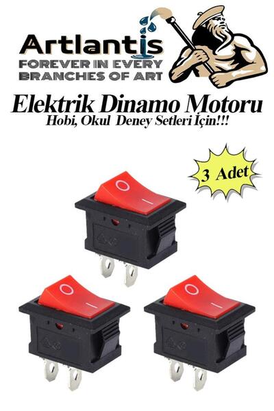Artlantis Mini Anahtar Arapuar Çıtçıt Anahtar 3 Adet Elektrik Devresi İçin Açma Kapama Düğmesi On / Off Kırmız
