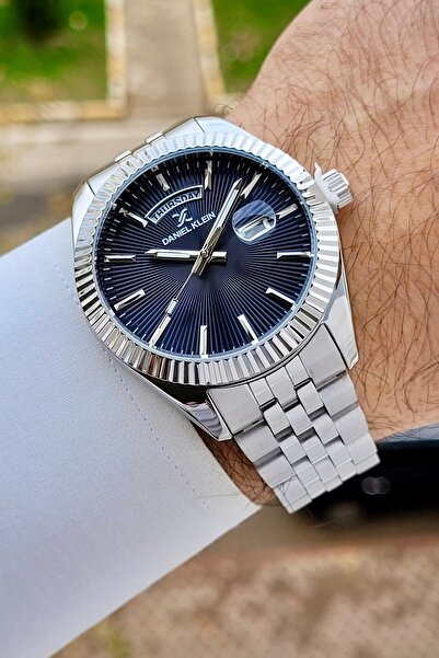 Daniel Klein Kadranı Lacivert Kordonu Gümüş Renk Erkek Kol Saati