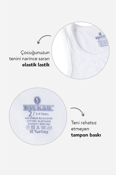 BAYKAR White Lycra Oval Collar Undershirt for Boy - Pack of 3