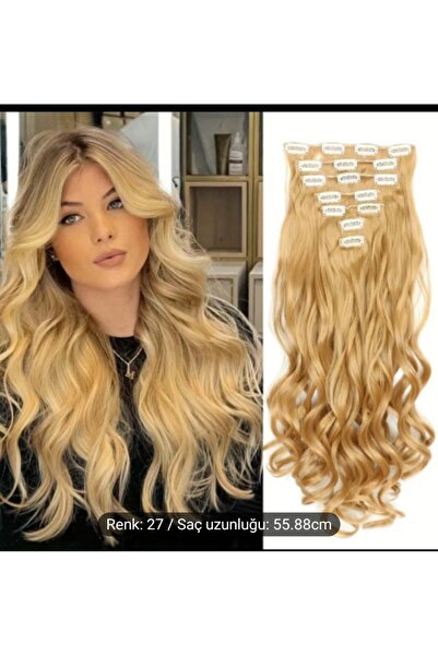 Handmade Çıtçıt altin sari uzun gür sentetik özel gün saçı peruk postiş