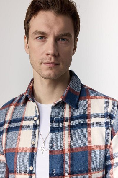 Tudors Pánská zimní dřevorubecká košile Slim Fit Slim Fit s dlouhým rukávem kostkovaná