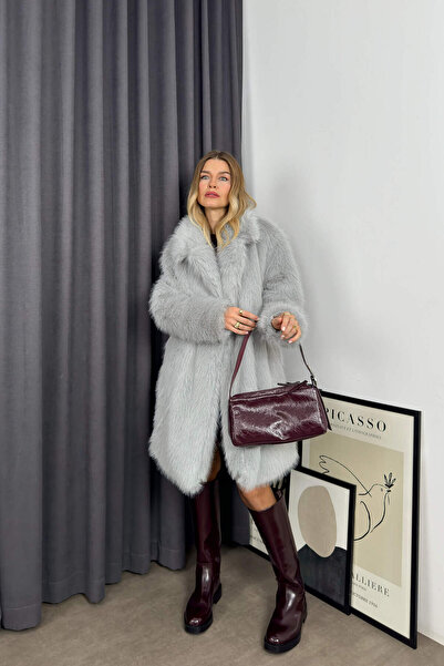 Sue Store Gray Lined Oversize Premium Fur Coat