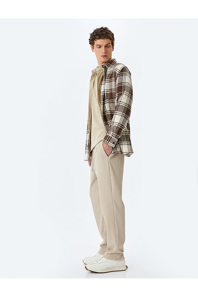Koton Jogger Ribbed Trousers with Lace-Up Waist Pocket Detail
