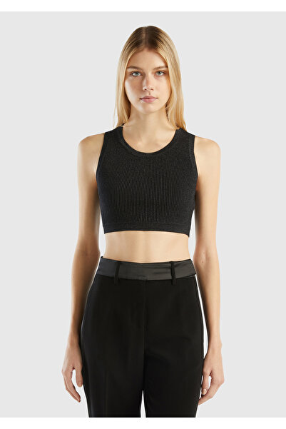 United Colors of Benetton Women's Black Logo Glitter Bra