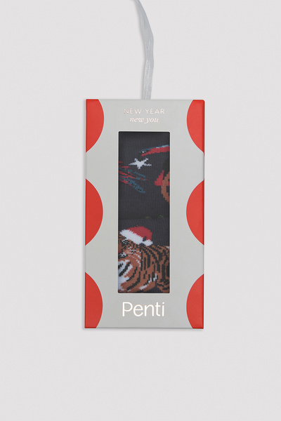 Penti New Year Animal Siyah 2li Soket Çorap