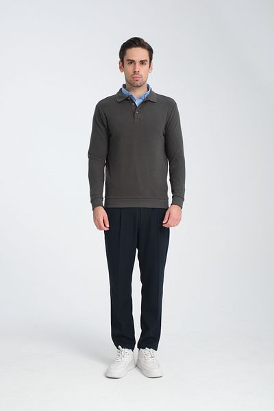 Frappoli Ανδρικό φούτερ με κανονική εφαρμογή Polo Collar Basic