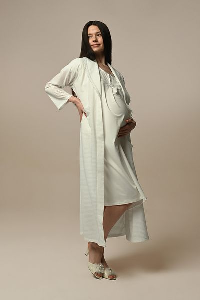 Marilyn Club Long Dressing Gown Short Sleeve Maternity-Maternity Nightgown Set of 2