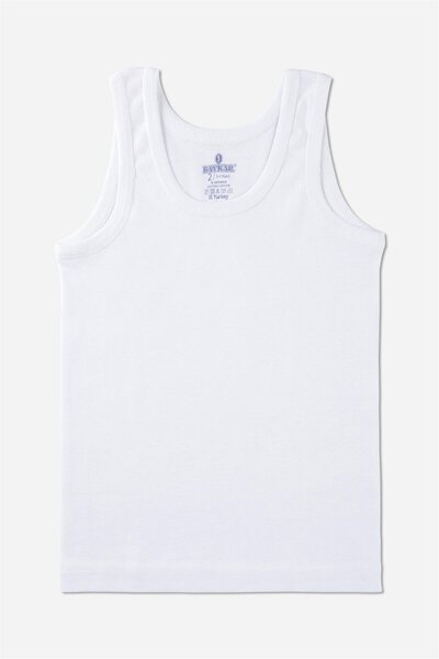 BAYKAR Erkek Çocuk Oval Yaka Organik Pamuklu Atlet 3'lü Paket Beyaz