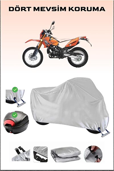 Breen Yu-ki YK250GY-7 مشمع دراجة نارية رمادي - حقيبة خلفية وقفل متوافق مع الك...