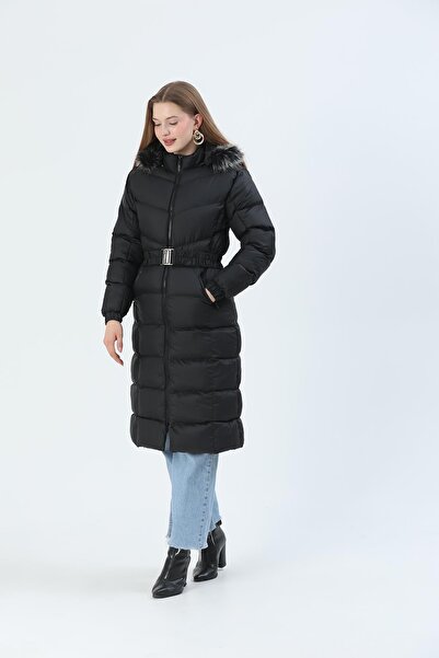 QUBERZ Black down Jacket - Hoodie and Belt