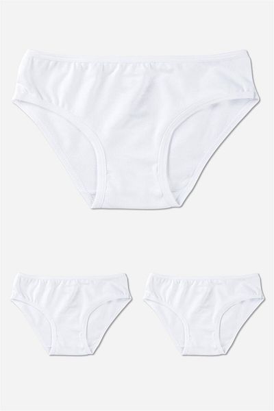 BAYKAR Chiloți de bază din bumbac pentru fete, cu tăiere în bikini, pachet de 3 albi