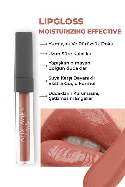 Alix Avien Lipgloss 04 Peachy Rose - Moisturizing Lip Gloss That Lasts Long, No Sticky Feel