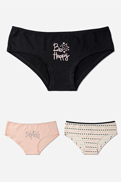 BAYKAR Kız Çocuk Garson Külot 3'lü Paket Renkli