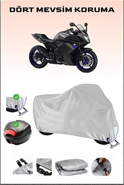 Breen Yamaha XJ 6 Diversion F - مشمع دراجة نارية رمادي، حقيبة خلفية وقفل متوا...