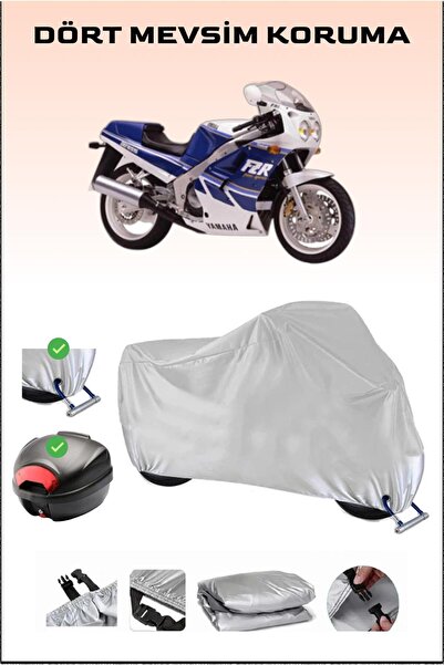 Breen Yamaha FZR 1000 - مشمع دراجة نارية رمادي، حقيبة خلفية وقفل متوافق، آمن