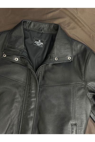 Şahan Deri Denizli Women's Black Elastic Genuine Leather Coat