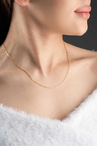 Bayar Gold 14 Ayar Altın Zarif Ataş Zincir Kolye 2mm