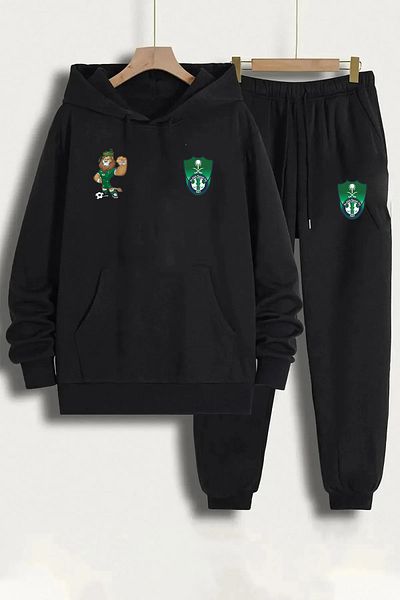 Pisa Art Al Ahli Lion Saudi Arabia Custom Design Hooded Sweatshirt & Sweatpants 2-Piece Combination