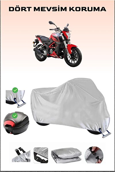 Breen Benelli BN 251 - مشمع دراجة نارية رمادي، حقيبة خلفية وقفل متوافق، آمن