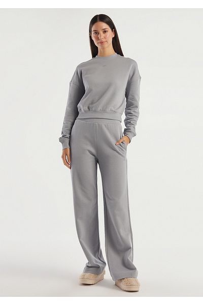 United Colors of Benetton Light Gray Logo Women's Sweatshirt - 100% Cotton, Comfortable Fit