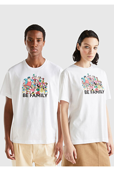 United Colors of Benetton Tricou unisex cu imprimeu Disney, amestec alb, 100%...
