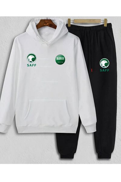 Pisa Art Saudi Arabia Football National Team Special Design Hooded Sweatshirt & Sweatpants 2-Piece Combination