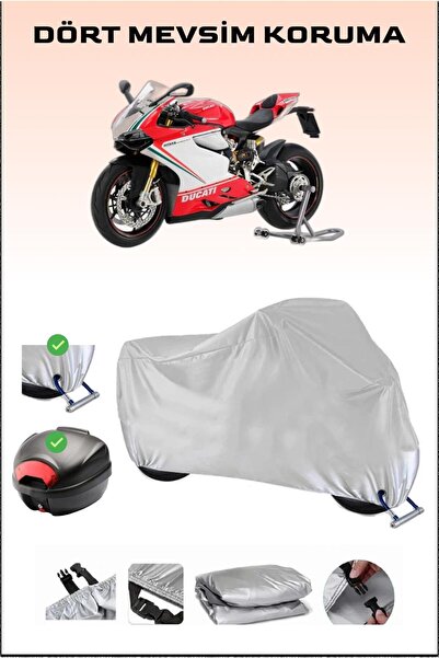 Breen Ducati Panigale 1199 S - مشمع دراجة نارية رمادي، حقيبة خلفية وقفل متواف...