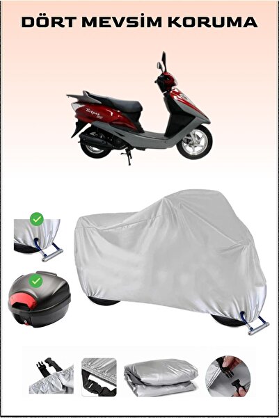 Breen Mondial 125 NT - مشمع دراجة نارية باللون الرمادي الفيروزي، وحقيبة خلفية...