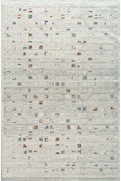 ATLAS HALI Seren NF09A Krem Mavi Akrilik Yumuşak Dokulu Modern Halı Karademir Home