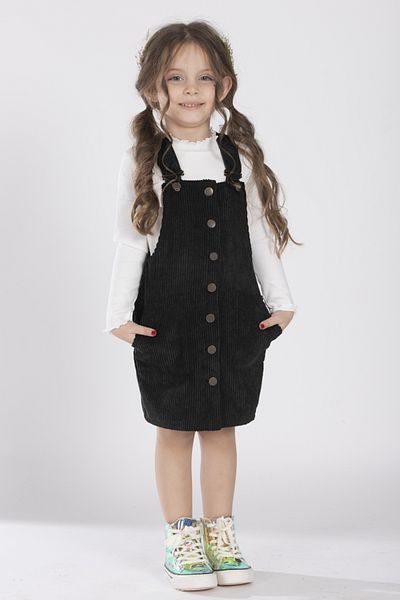 DMB BOYS & GIRLS Çaren Kids- Girls Velvet 2-Piece Set- Velvet Pocket Dress & Long Sleeve Bodysuit