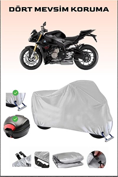 Breen مشمع دراجة نارية رمادي لسيارة BMW S 1000 R - حقيبة خلفية وقفل متوافق، آمن