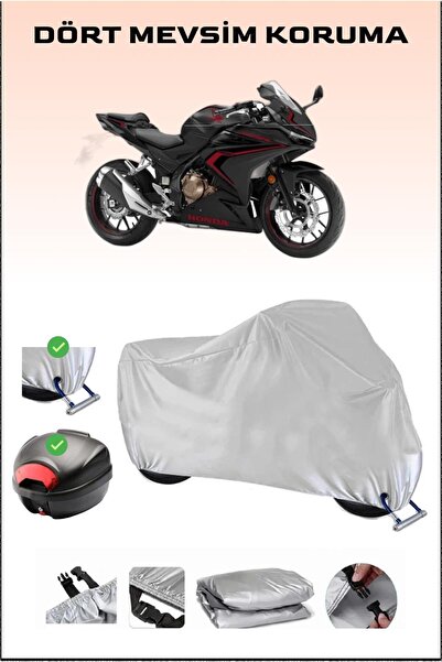 Breen Honda CBR 500R - مشمع دراجة نارية رمادي، حقيبة خلفية وقفل متوافق، آمن